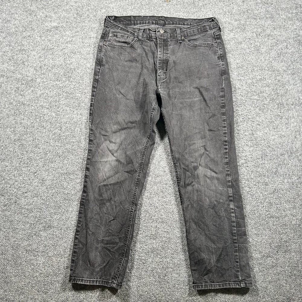 Levis Jeans Mens Size 36x30 Black 502 Regular Taper Fit Faded Denim Pants